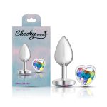 Clear Iridescent Heart Gem Silver Metal Plug - Sm - Image 2
