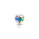 Clear Iridescent Heart Gem Silver Metal Plug - Md - Image 5