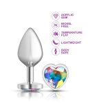 Clear Iridescent Heart Gem Silver Metal Plug - Md - Image 4