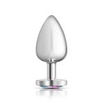 Clear Iridescent Heart Gem Silver Metal Plug - Lg - Image 5