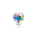Clear Iridescent Heart Gem Silver Metal Plug - Lg - Image 4