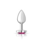 Bright Pink Heart Gem Silver Metal Plug - Sm - Image 3