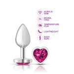 Bright Pink Heart Gem Silver Metal Plug - Sm - Image 6