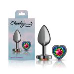 Rainbow Heart Gem Gunmetal Metal Plug - Sm - Image 8