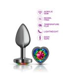 Rainbow Heart Gem Gunmetal Metal Plug - Md - Image 3