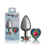 Rainbow Heart Gem Gunmetal Metal Plug - Lg - Image 8