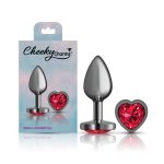 Deep Red Heart Gem Gunmetal Metal Plug - Sm - Image 8