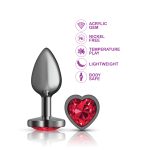 Deep Red Heart Gem Gunmetal Metal Plug - Sm - Image 6