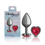 Deep Red Heart Gem Gunmetal Metal Plug - Md - Image 4