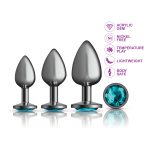 Teal Round Gem Anal Trainer Kit - Gunmetal - Image 8