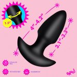 Thrusting and Vibrating Silicone Butt Plug Black - Image 2