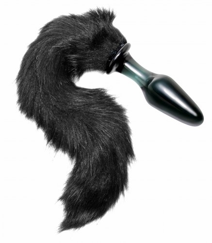 HOFR-AE391.jpg Midnight Fox Glass Plug With Tail - Image 1