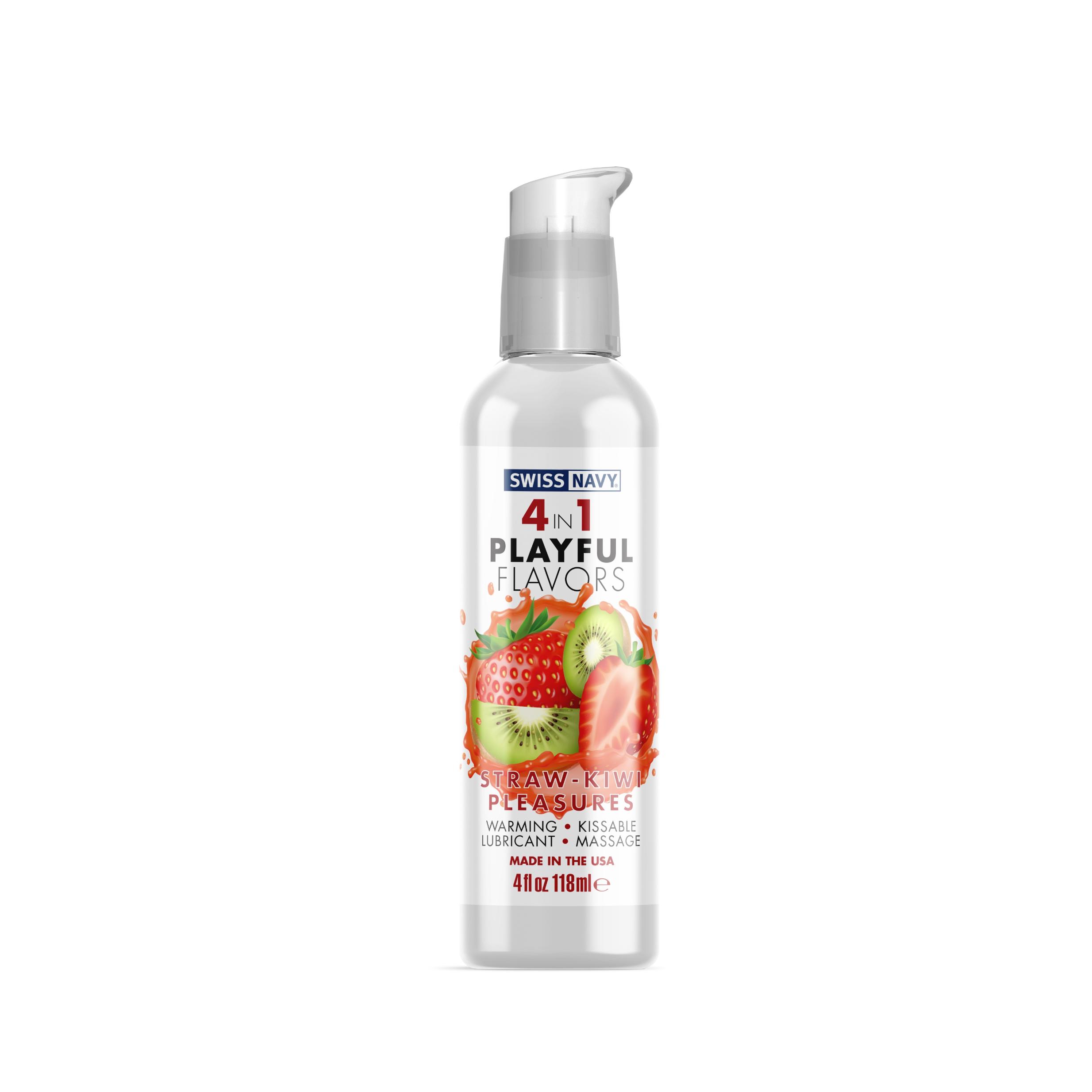 HOMD-SN4N1FSKP4.jpg Swiss Navy 4-in-1 Playful Flavors - Strawberry Kiwi Pleasures - 4 Fl. Oz. - Image 1
