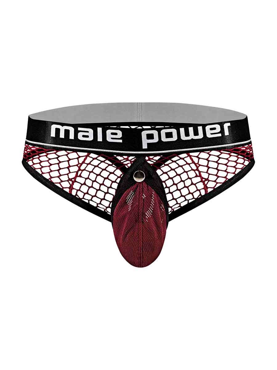 HOMP-410260BNSM.jpg Cock Pit Net Cock Ring Thong - S- M - Burgundy - Image 1