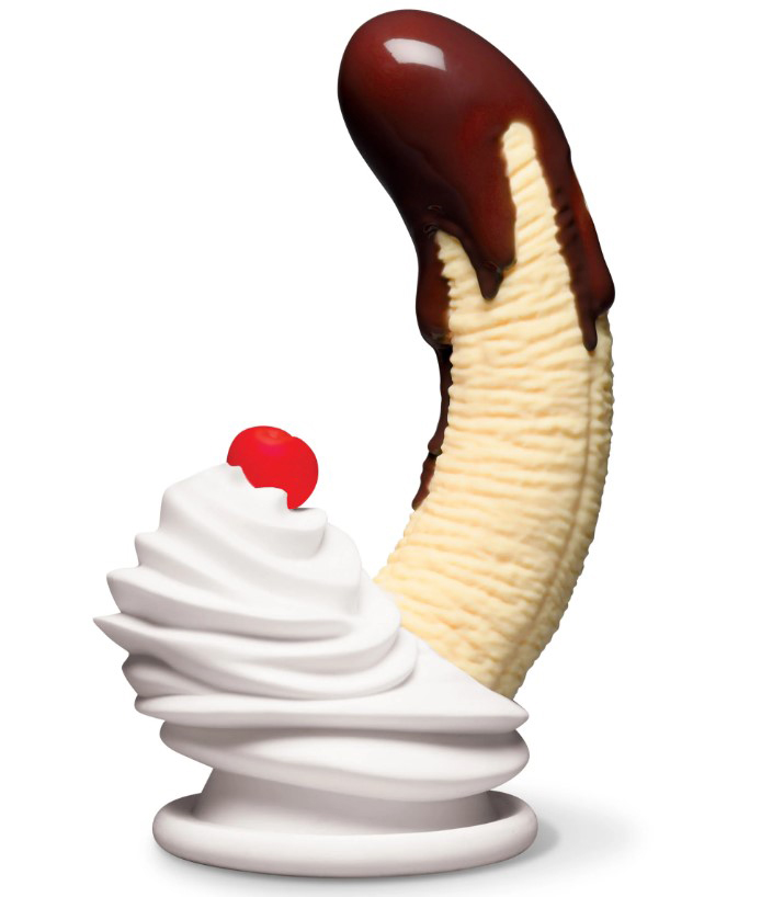 HOCN1027.jpg Chocolate Dipped Banana Split Premium Silicone Dildo - Image 1