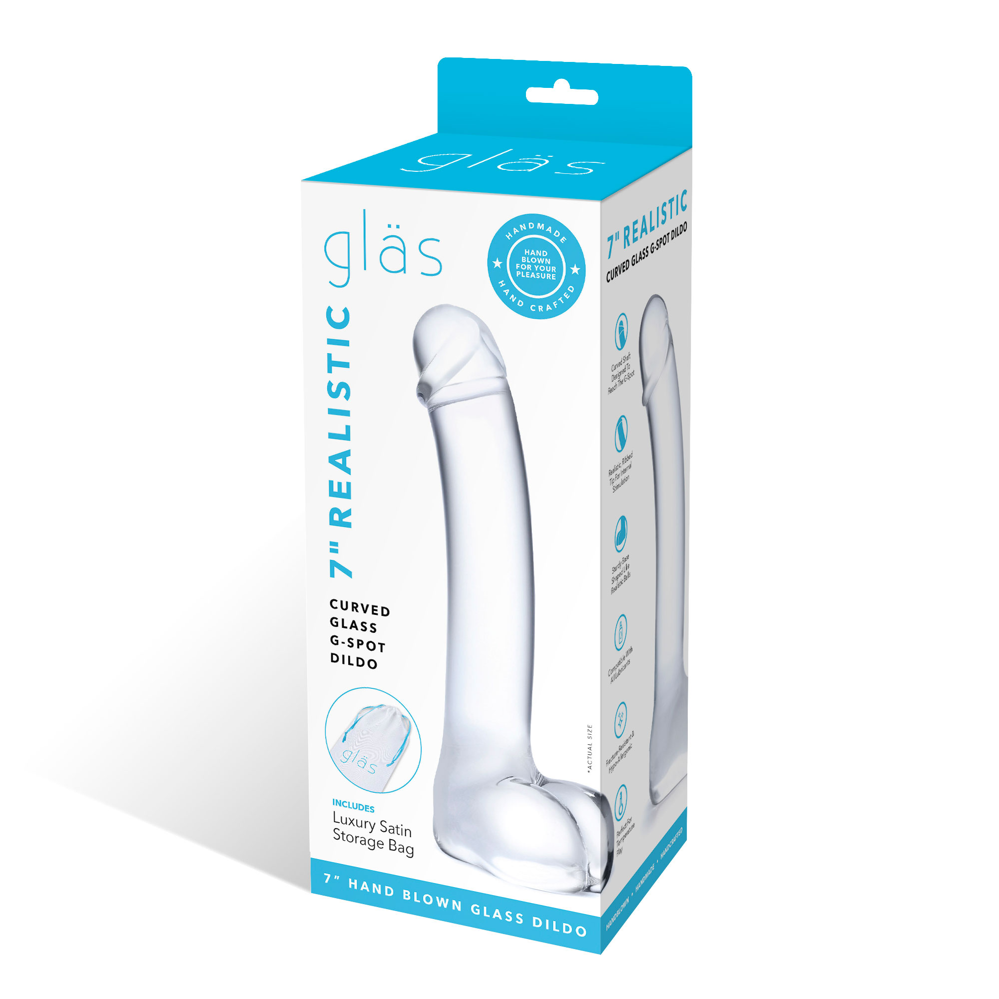 HOGLAS-153.jpg 7 Inch Realistic Curved Glass G-Spot Dildo - Clear - Image 1