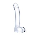 7 Inch Realistic Curved Glass G-Spot Dildo - Clear - Image 6
