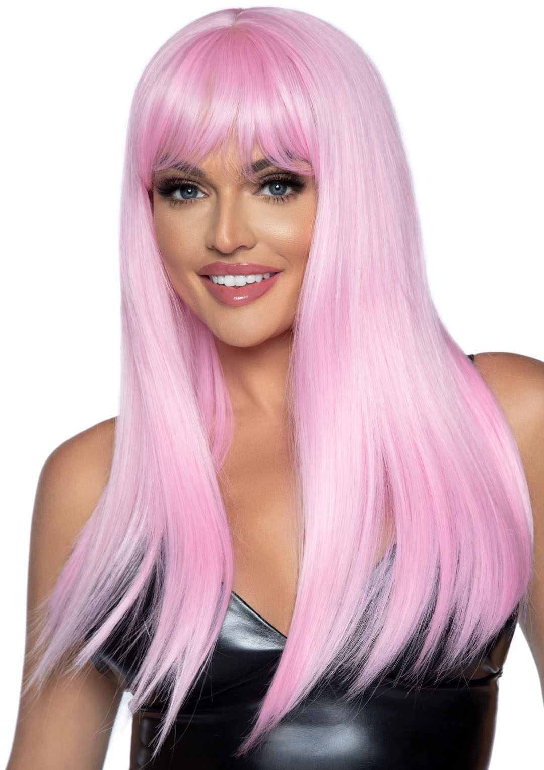 HOLA-A2881PK.jpg 24 Inch Long Straight Bang Wig Pink - Image 1