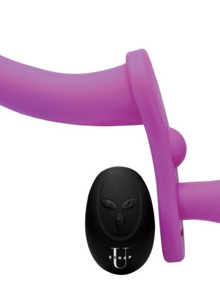 Double Take 10x Vibrating Double Penetration Adjustable Strap-on Purple